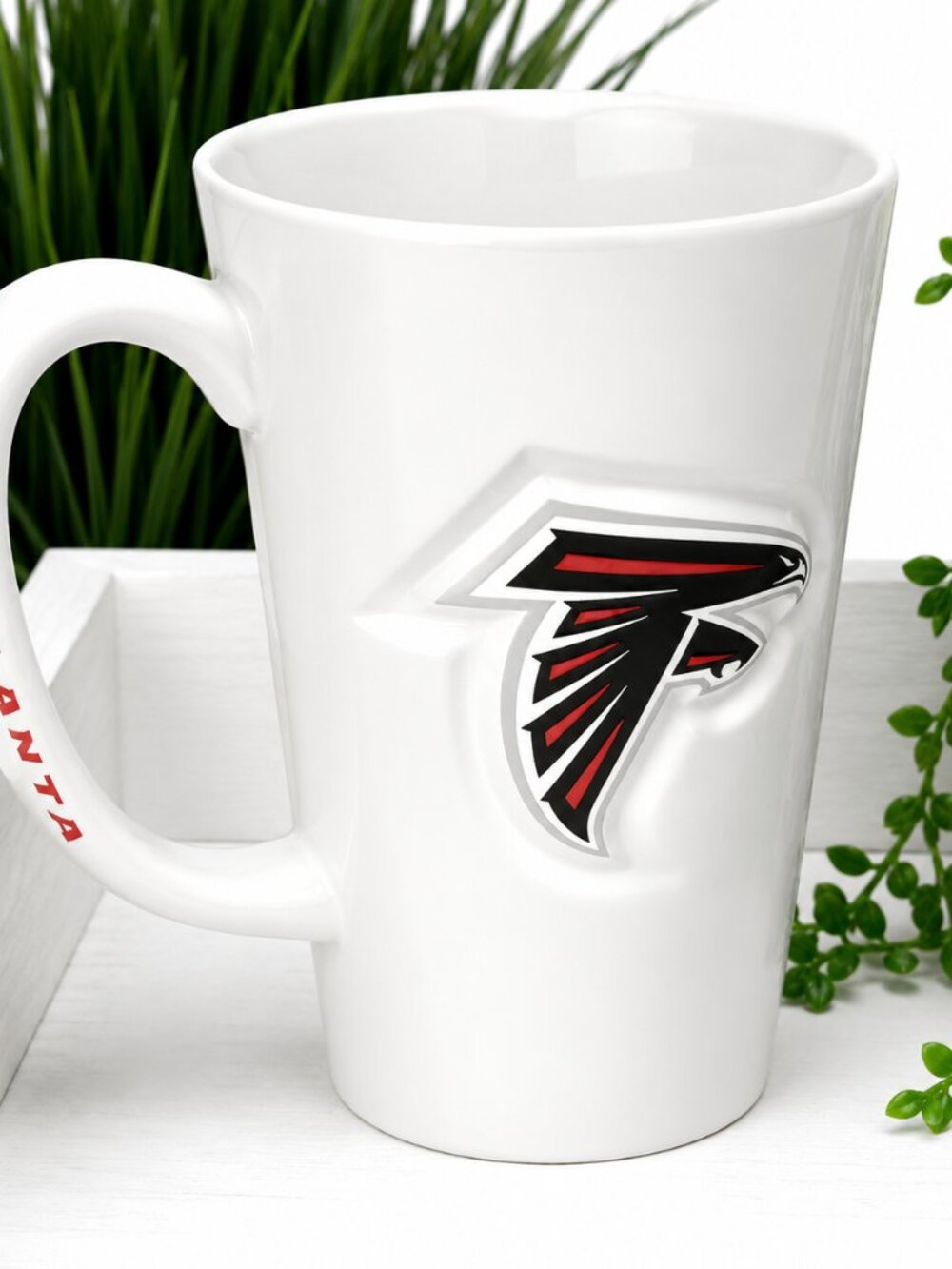 Atlanta Falcons NFL Latte Mug – White Raised Logo Coffee Cup